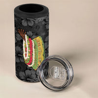 Hawaii Lei Kamehameha 4 in 1 Can Cooler Tumbler Ele'ele Seamless Pattern Hibiscus Flower