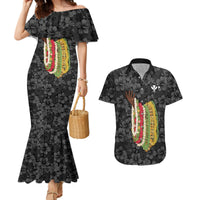 Hawaii Lei Kamehameha Couples Matching Mermaid Dress and Hawaiian Shirt Ele'ele Seamless Pattern Hibiscus Flower