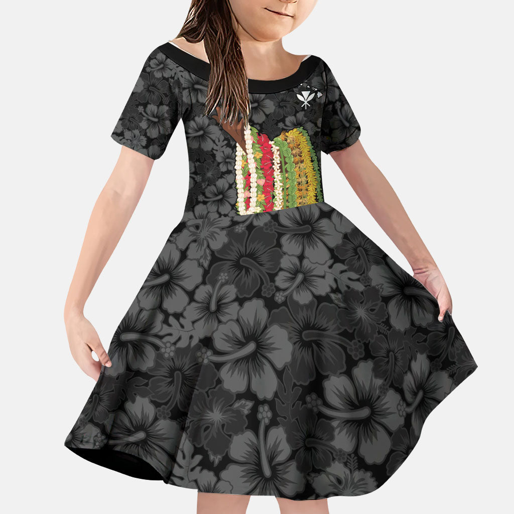 Hawaii Lei Kamehameha Family Matching Mermaid Dress and Hawaiian Shirt Ele'ele Seamless Pattern Hibiscus Flower