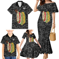 Hawaii Lei Kamehameha Family Matching Mermaid Dress and Hawaiian Shirt Ele'ele Seamless Pattern Hibiscus Flower