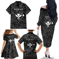 Hawaii Lei Kamehameha Family Matching Off The Shoulder Long Sleeve Dress and Hawaiian Shirt Ele'ele Seamless Pattern Hibiscus Flower LT9 - Polynesian Pride