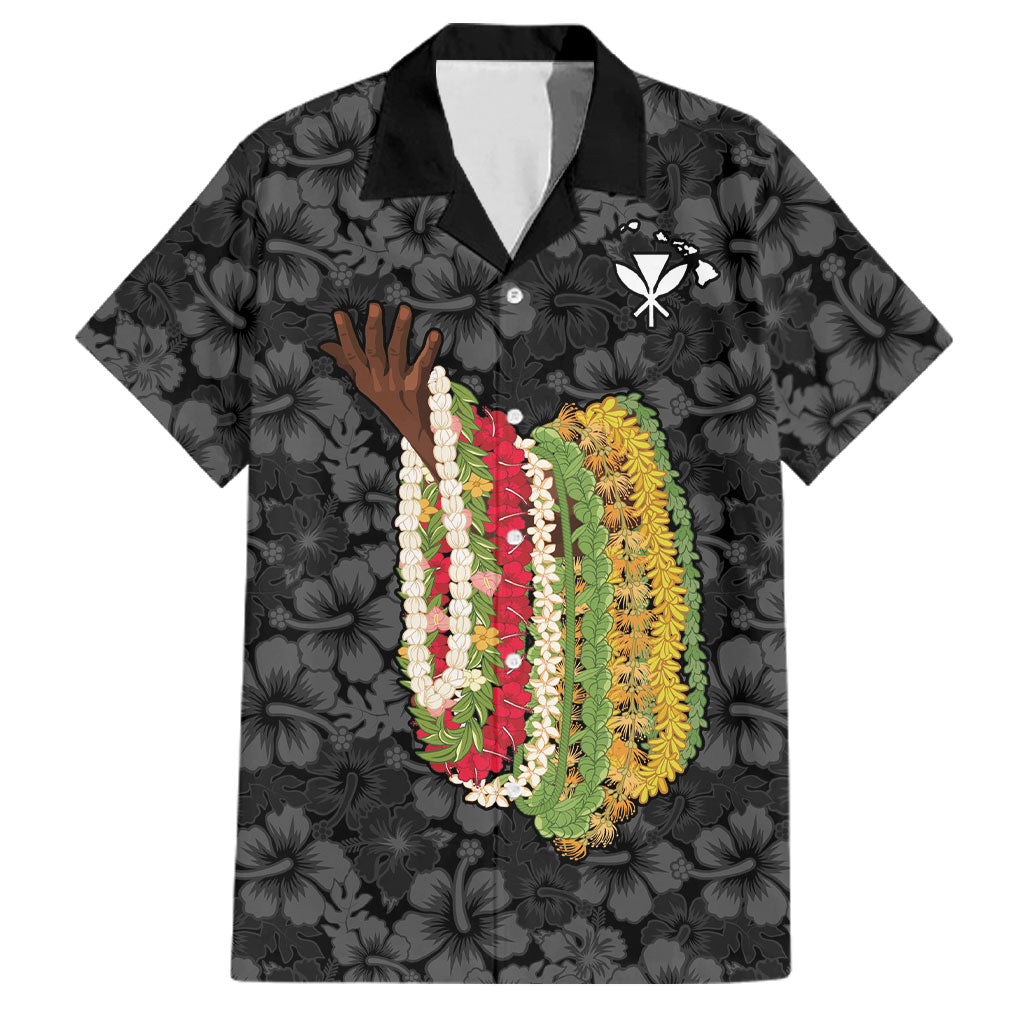 Hawaii Lei Kamehameha Family Matching Off Shoulder Short Dress and Hawaiian Shirt Ele'ele Seamless Pattern Hibiscus Flower