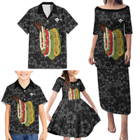Hawaii Lei Kamehameha Family Matching Puletasi and Hawaiian Shirt Ele'ele Seamless Pattern Hibiscus Flower