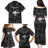Hawaii Lei Kamehameha Family Matching Puletasi and Hawaiian Shirt Ele'ele Seamless Pattern Hibiscus Flower