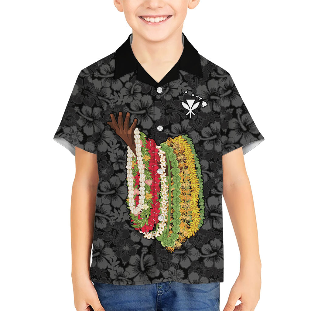 Hawaii Lei Kamehameha Family Matching Summer Maxi Dress and Hawaiian Shirt Ele'ele Seamless Pattern Hibiscus Flower