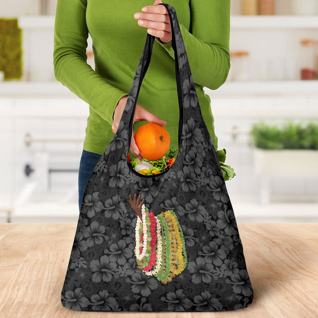 Hawaii Lei Kamehameha Grocery Bag Ele'ele Seamless Pattern Hibiscus Flower