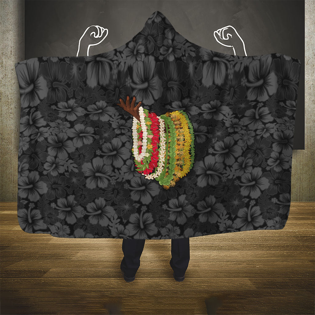 Hawaii Lei Kamehameha Hooded Blanket Ele'ele Seamless Pattern Hibiscus Flower
