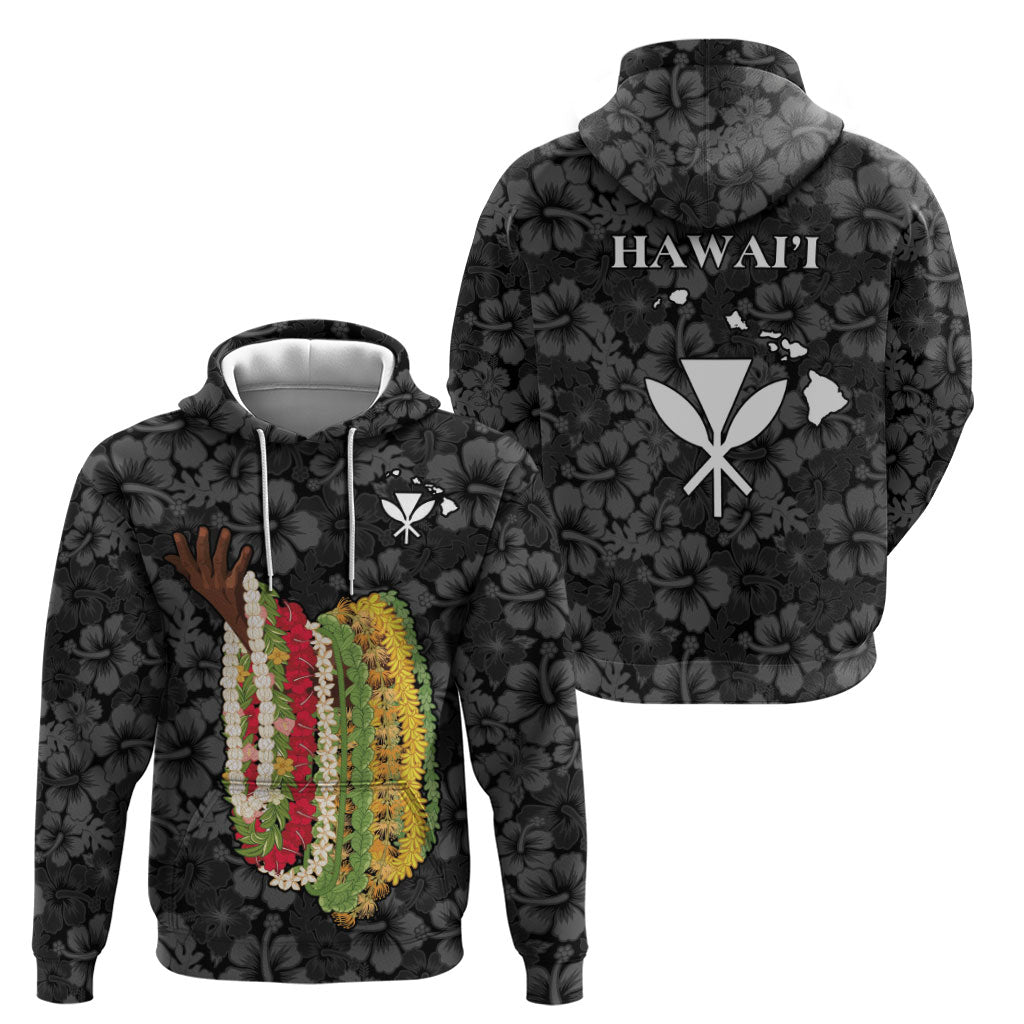 Hawaii Lei Kamehameha Hoodie Ele'ele Seamless Pattern Hibiscus Flower