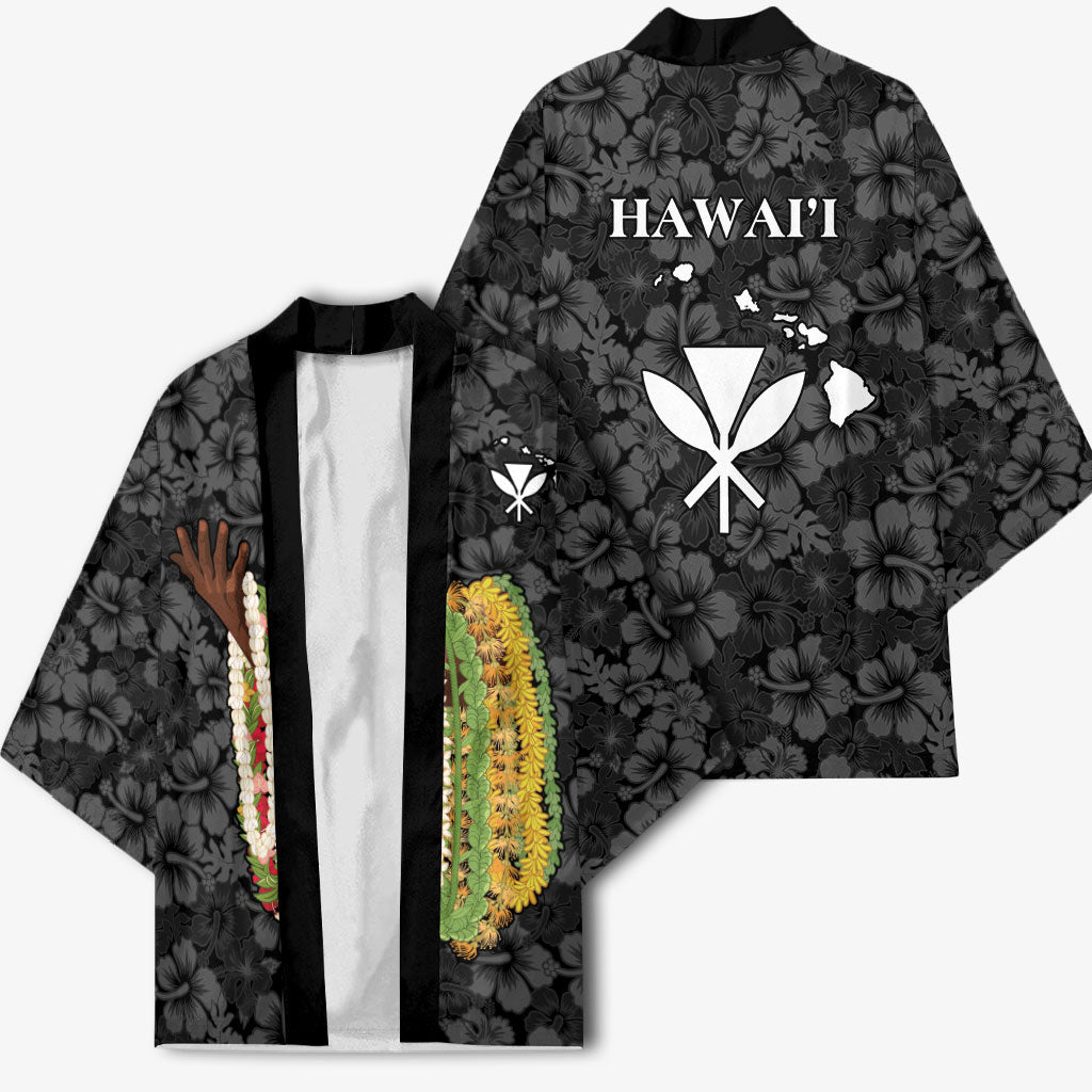 Hawaii Lei Kamehameha Kimono Ele'ele Seamless Pattern Hibiscus Flower