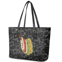 Hawaii Lei Kamehameha Leather Tote Bag Ele'ele Seamless Pattern Hibiscus Flower