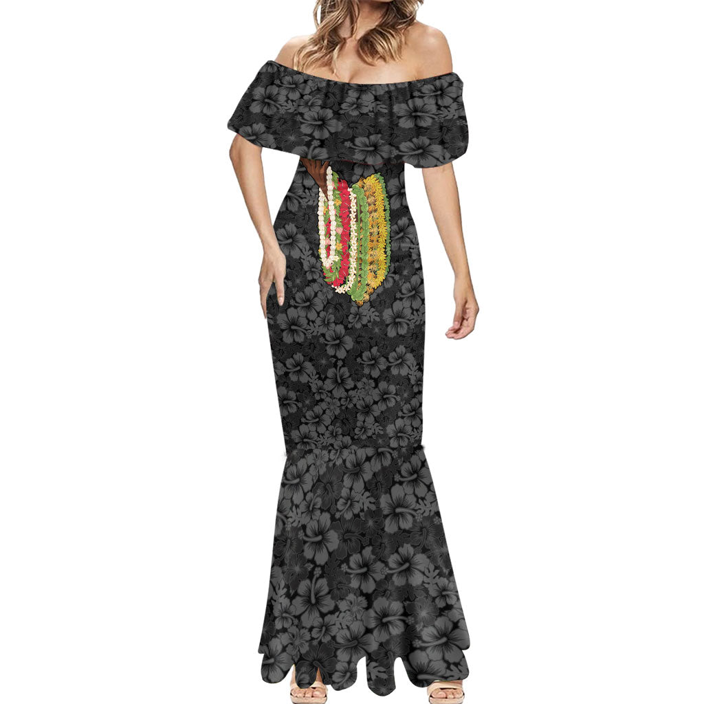 Hawaii Lei Kamehameha Mermaid Dress Ele'ele Seamless Pattern Hibiscus Flower