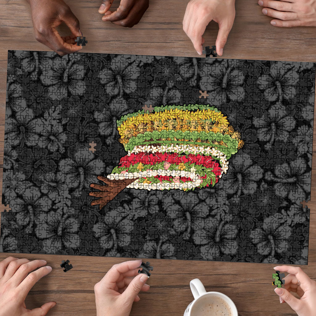Hawaii Lei Kamehameha Puzzle Ele'ele Seamless Pattern Hibiscus Flower