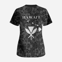 Hawaii Lei Kamehameha Scrub Top Ele'ele Seamless Pattern Hibiscus Flower