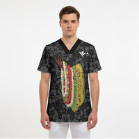 Hawaii Lei Kamehameha Scrub Top Ele'ele Seamless Pattern Hibiscus Flower