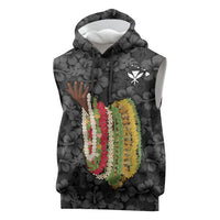 Hawaii Lei Kamehameha Sleeveless Hoodie Ele'ele Seamless Pattern Hibiscus Flower