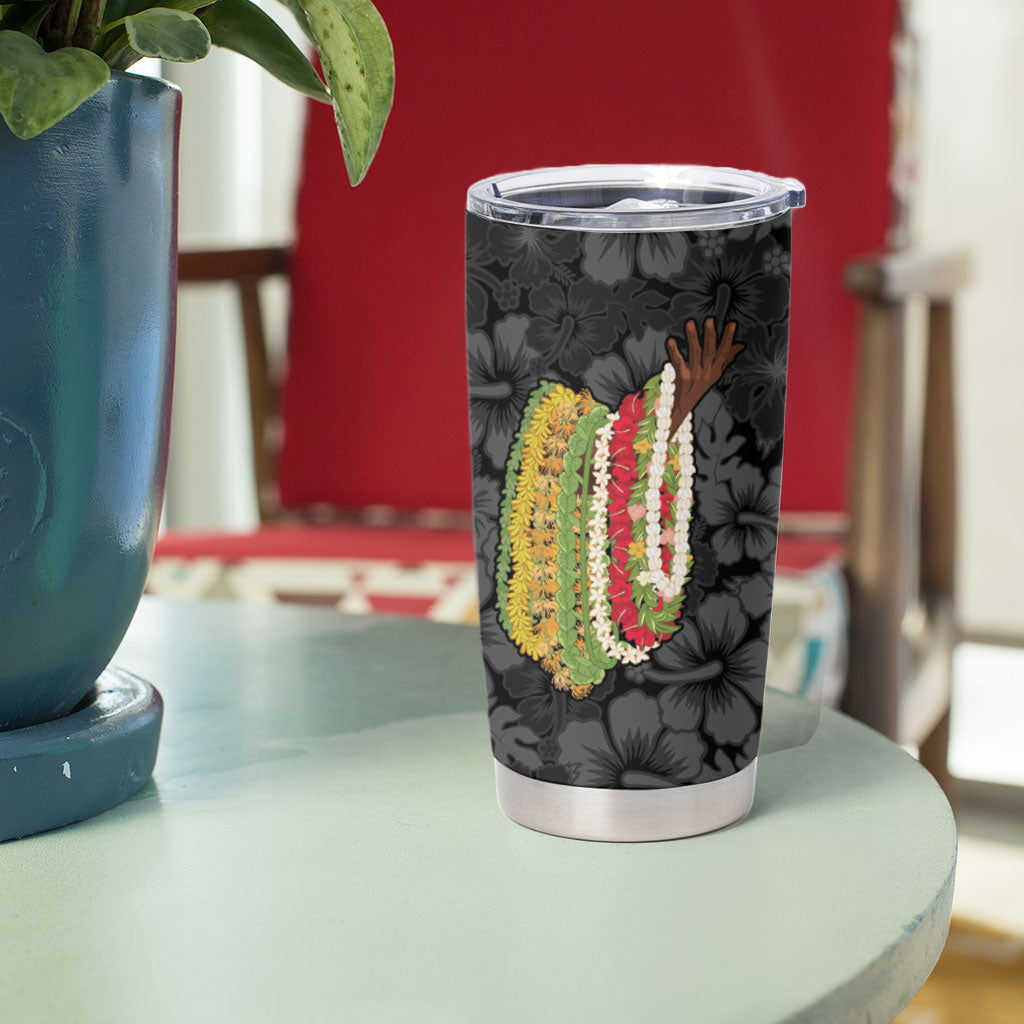 Hawaii Lei Kamehameha Tumbler Cup Ele'ele Seamless Pattern Hibiscus Flower
