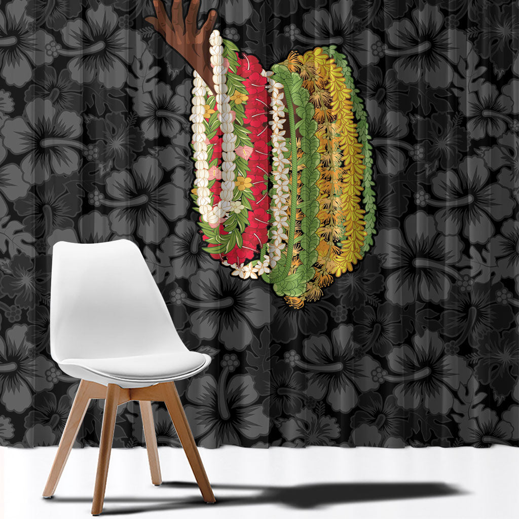 Hawaii Lei Kamehameha Window Curtain Ele'ele Seamless Pattern Hibiscus Flower