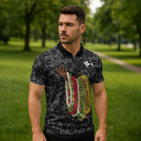 Hawaii Lei Kamehameha Zipper Polo Shirt Ele'ele Seamless Pattern Hibiscus Flower