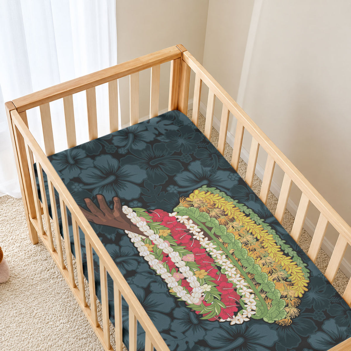 Hawaii Lei Kamehameha Baby Bed Cover Uliuli Seamless Pattern Hibiscus Flower LT9 - Polynesian Pride