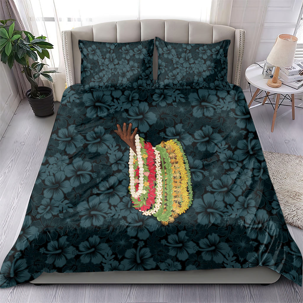 Hawaii Lei Kamehameha Bedding Set Uliuli Seamless Pattern Hibiscus Flower