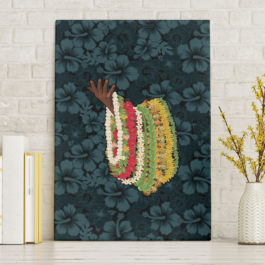 Hawaii Lei Kamehameha Canvas Wall Art Uliuli Seamless Pattern Hibiscus Flower