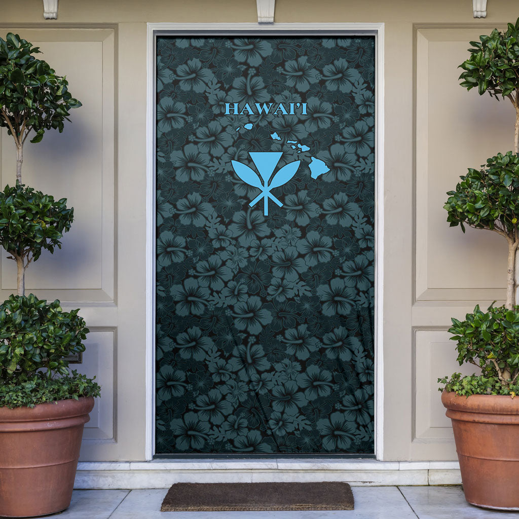 Hawaii Lei Kamehameha Door Cover Uliuli Seamless Pattern Hibiscus Flower