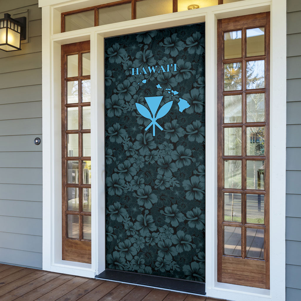 Hawaii Lei Kamehameha Door Cover Uliuli Seamless Pattern Hibiscus Flower