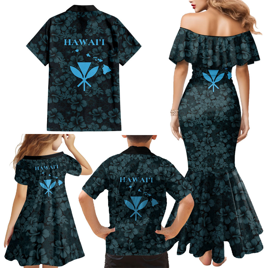 Hawaii Lei Kamehameha Family Matching Mermaid Dress and Hawaiian Shirt Uliuli Seamless Pattern Hibiscus Flower LT9 - Polynesian Pride