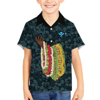 Hawaii Lei Kamehameha Family Matching Off Shoulder Short Dress and Hawaiian Shirt Uliuli Seamless Pattern Hibiscus Flower