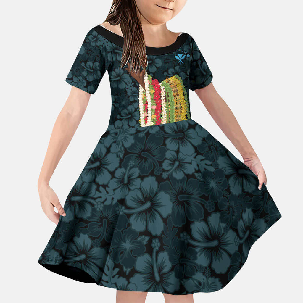 Hawaii Lei Kamehameha Family Matching Summer Maxi Dress and Hawaiian Shirt Uliuli Seamless Pattern Hibiscus Flower