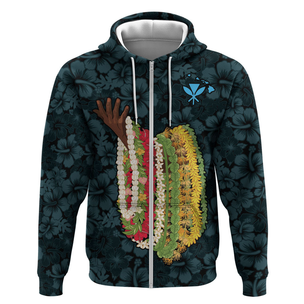 Hawaii Lei Kamehameha Hoodie Uliuli Seamless Pattern Hibiscus Flower