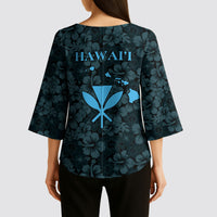 Hawaii Lei Kamehameha Kimono Sleeve Blouse Uliuli Seamless Pattern Hibiscus Flower