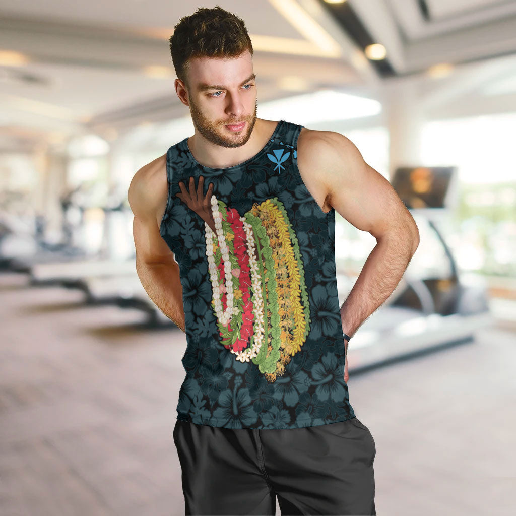 Hawaii Lei Kamehameha Men Tank Top Uliuli Seamless Pattern Hibiscus Flower
