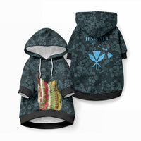 Hawaii Lei Kamehameha Pet Hoodie Uliuli Seamless Pattern Hibiscus Flower LT9 Pullover Blue - Polynesian Pride