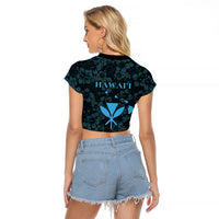 Hawaii Lei Kamehameha Raglan Cropped T Shirt Uliuli Seamless Pattern Hibiscus Flower LT9 - Polynesian Pride