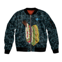 Hawaii Lei Kamehameha Sleeve Zip Bomber Jacket Uliuli Seamless Pattern Hibiscus Flower