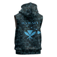 Hawaii Lei Kamehameha Sleeveless Hoodie Uliuli Seamless Pattern Hibiscus Flower