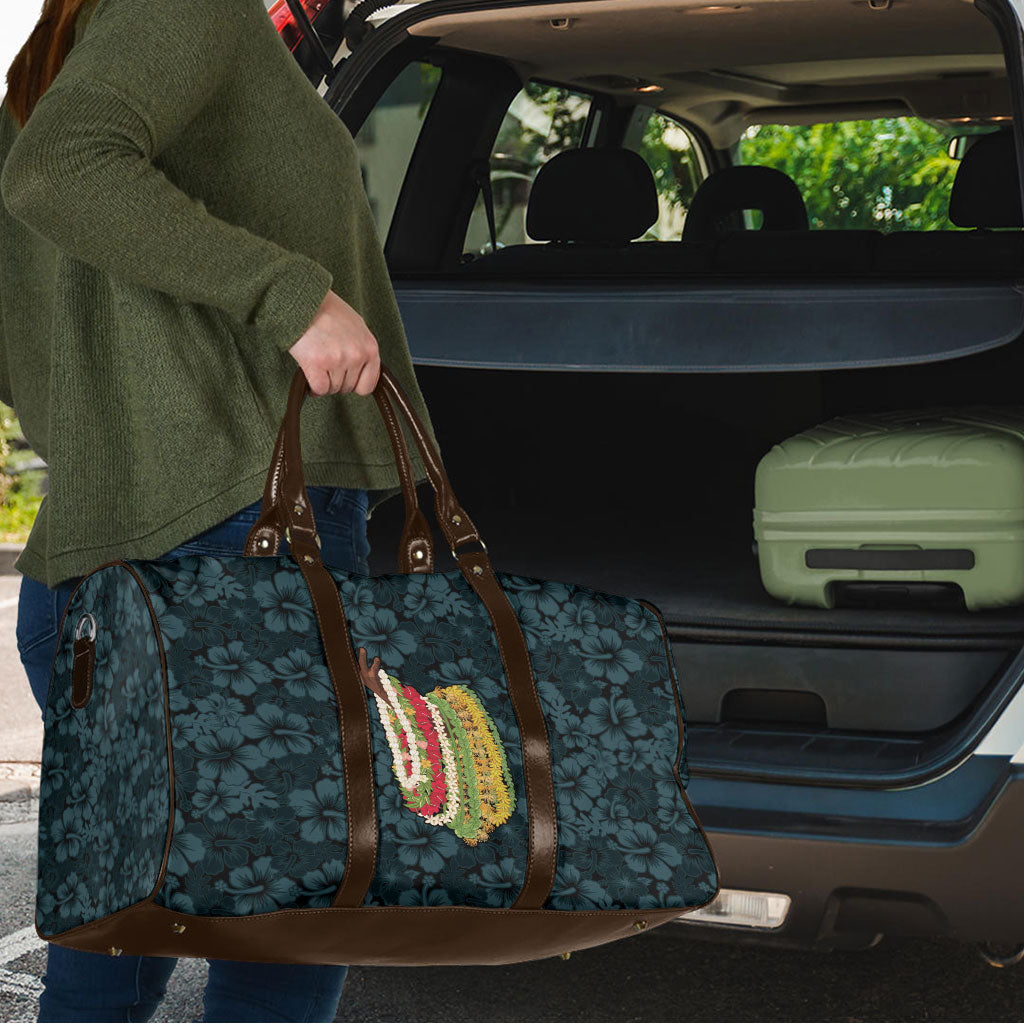 Hawaii Lei Kamehameha Travel Bag Uliuli Seamless Pattern Hibiscus Flower
