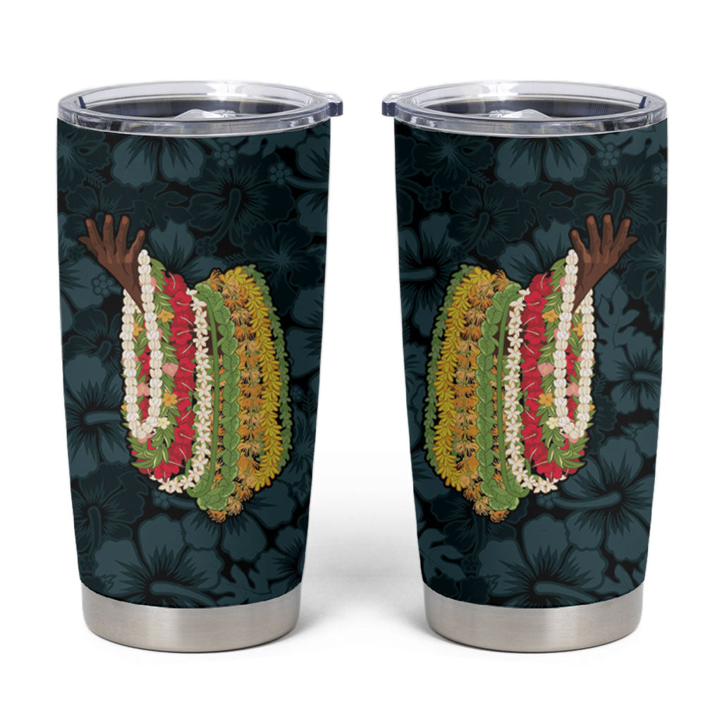 Hawaii Lei Kamehameha Tumbler Cup Uliuli Seamless Pattern Hibiscus Flower
