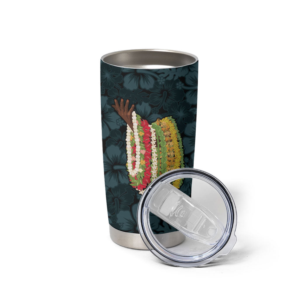 Hawaii Lei Kamehameha Tumbler Cup Uliuli Seamless Pattern Hibiscus Flower