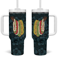 Hawaii Lei Kamehameha Tumbler With Handle Uliuli Seamless Pattern Hibiscus Flower