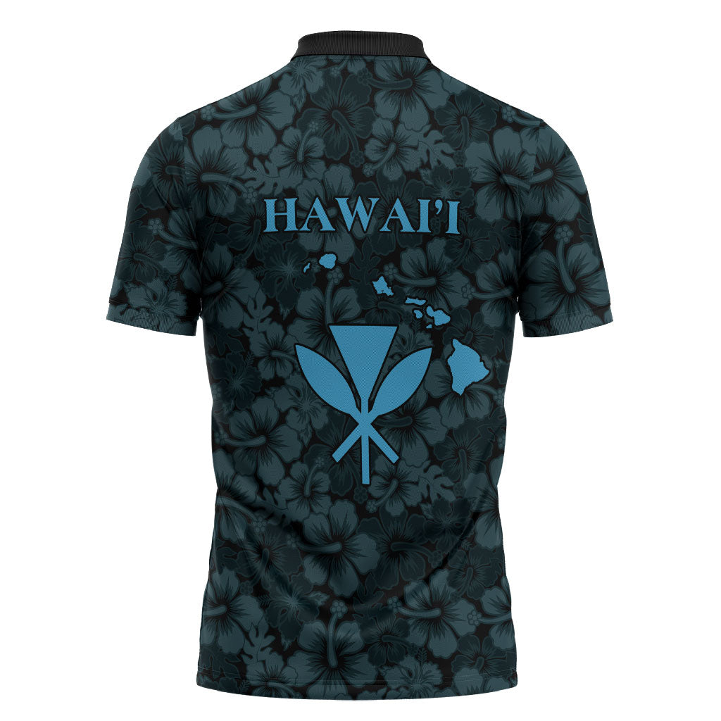 Hawaii Lei Kamehameha Zipper Polo Shirt Uliuli Seamless Pattern Hibiscus Flower