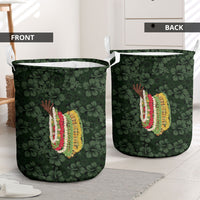 Hawaii Lei Kamehameha Laundry Basket Oma'oma'o Seamless Pattern Hibiscus Flower