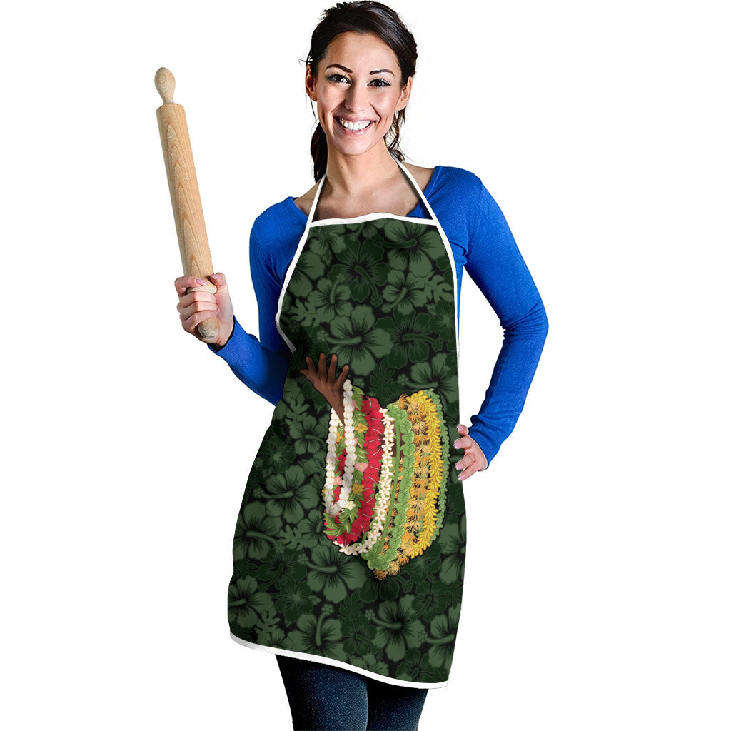 Hawaii Lei Kamehameha Apron Oma'oma'o Seamless Pattern Hibiscus Flower