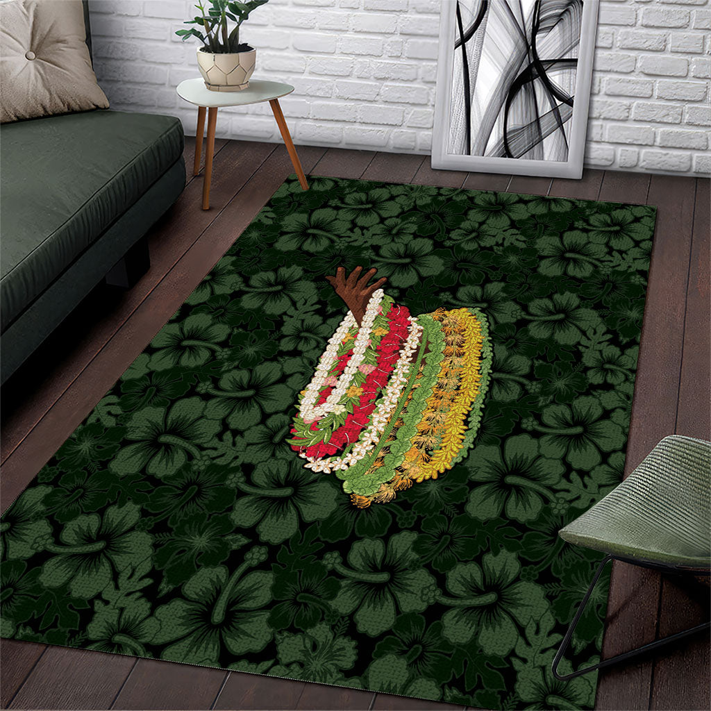 Hawaii Lei Kamehameha Area Rug Oma'oma'o Seamless Pattern Hibiscus Flower