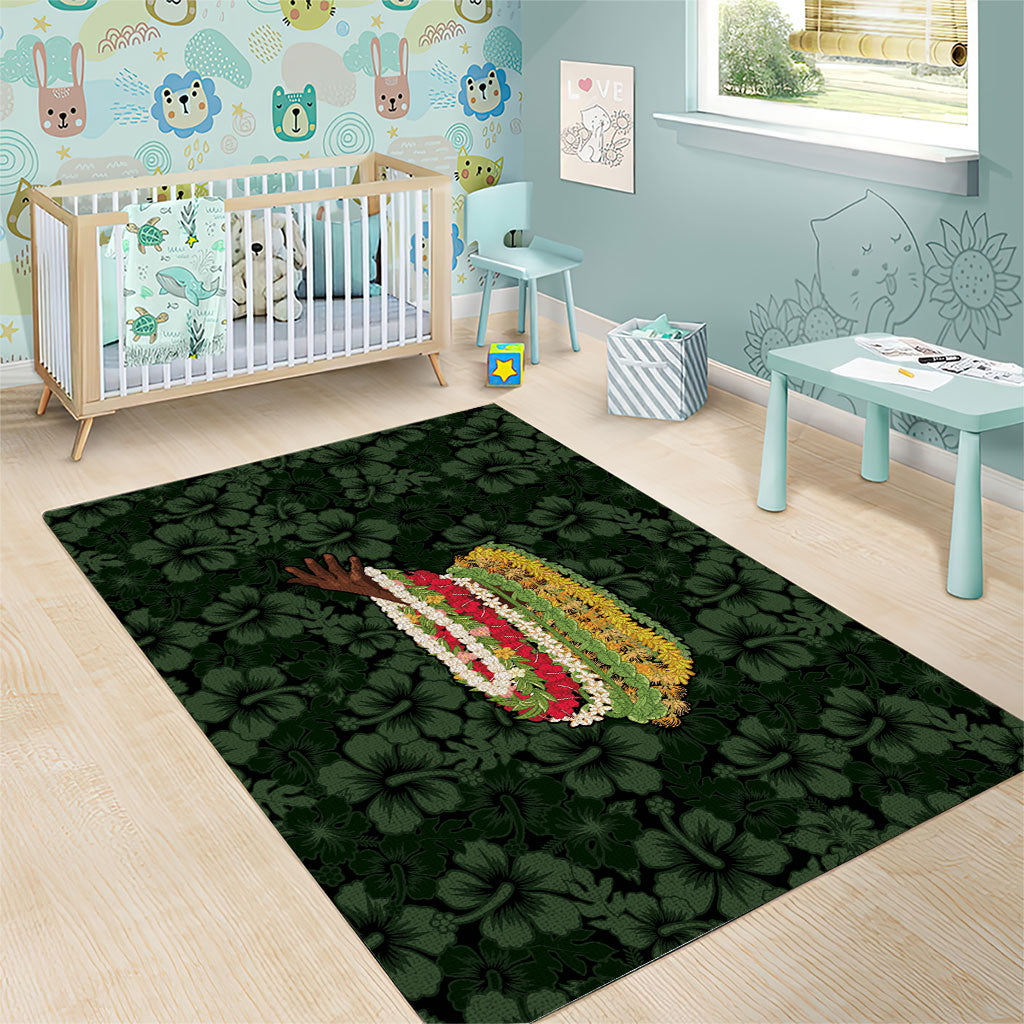 Hawaii Lei Kamehameha Area Rug Oma'oma'o Seamless Pattern Hibiscus Flower