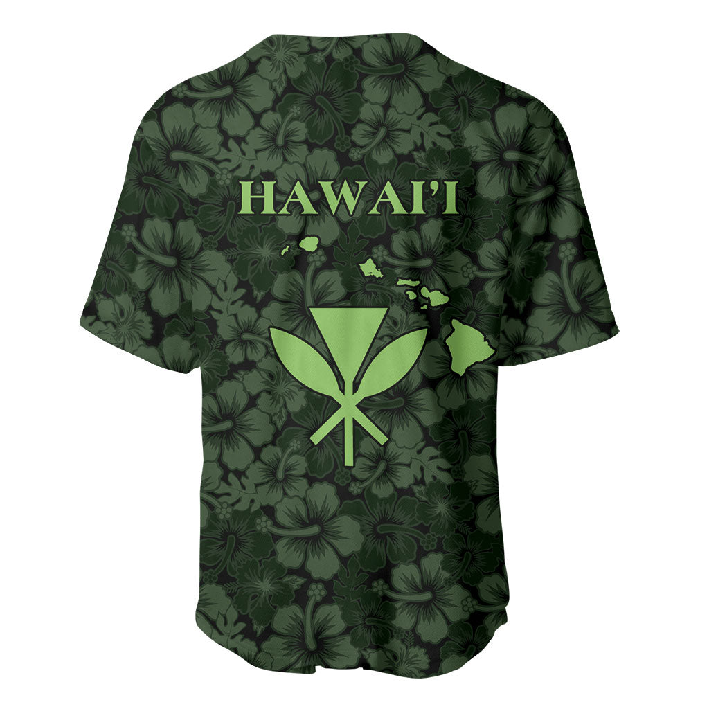 Hawaii Lei Kamehameha Baseball Jersey Oma'oma'o Seamless Pattern Hibiscus Flower