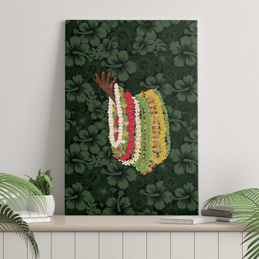 Hawaii Lei Kamehameha Canvas Wall Art Oma'oma'o Seamless Pattern Hibiscus Flower