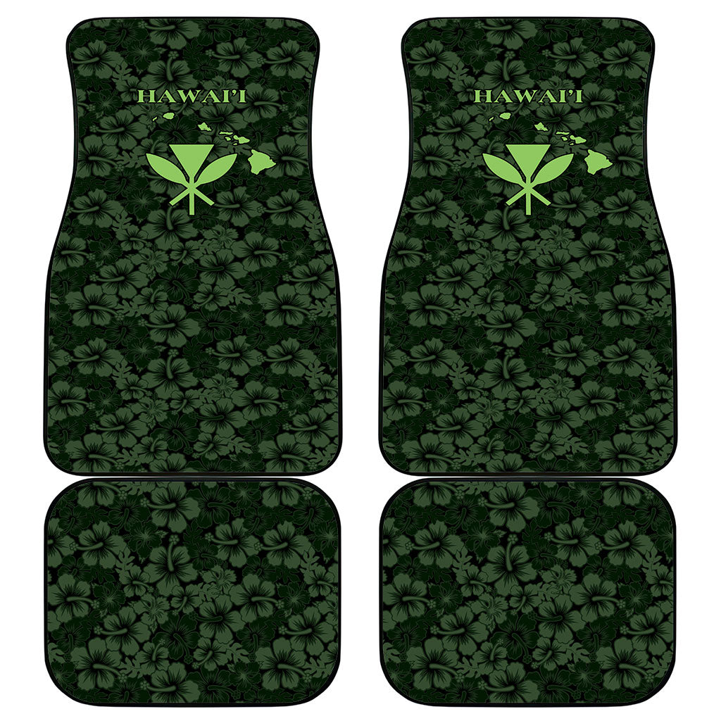 Hawaii Lei Kamehameha Car Mats Oma'oma'o Seamless Pattern Hibiscus Flower