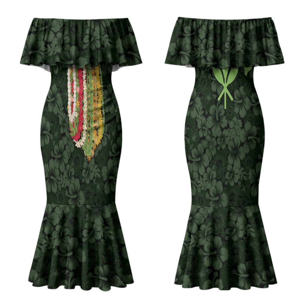 Hawaii Lei Kamehameha Couples Matching Mermaid Dress and Hawaiian Shirt Oma'oma'o Seamless Pattern Hibiscus Flower LT9 - Polynesian Pride